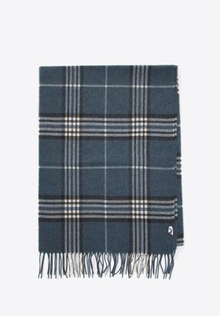 Men's long checked scarf, blue-white, 97-7M-X05-X1, Photo 1