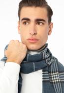 Men's long checked scarf, blue-white, 97-7M-X05-X1, Photo 15