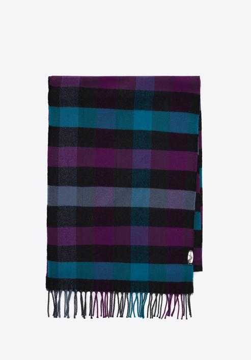Men's checked scarf, grey-violet, 97-7D-X14-X1, Photo 1