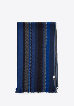 Men's striped scarf, blue-grey, 97-7M-X09-X1, Photo 1
