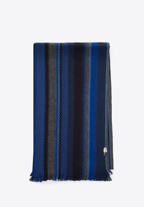 Men's striped scarf, blue-grey, 97-7M-X09-X2, Photo 1