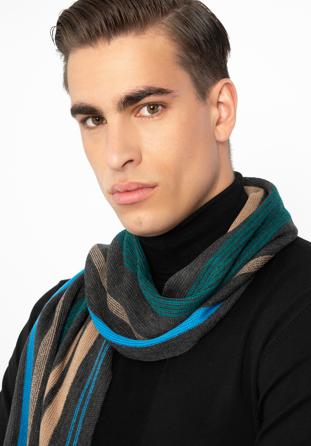 Men's striped scarf, brown-blue, 97-7M-X09-X3, Photo 1