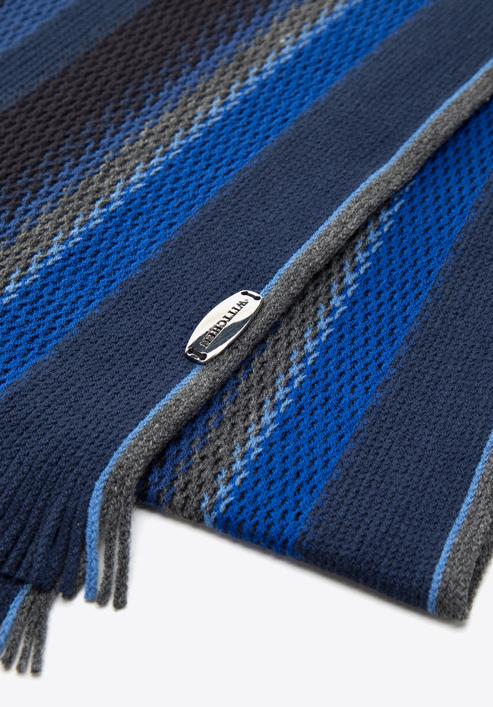 Men's striped scarf, blue-grey, 97-7M-X09-X2, Photo 3