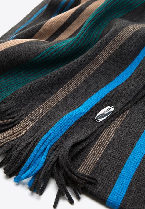 Men's striped scarf, brown-blue, 97-7M-X09-X2, Photo 3