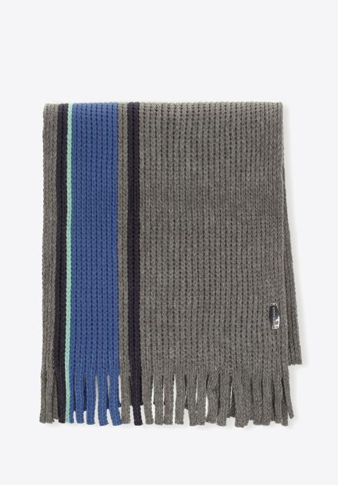 Men's striped scarf, grey-blue, 98-7M-X03-X2, Photo 1