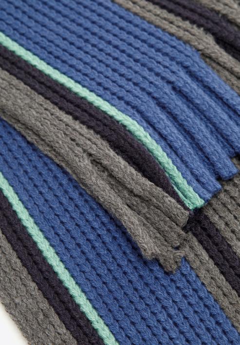 Men's striped scarf, grey-blue, 98-7M-X03-X1, Photo 3