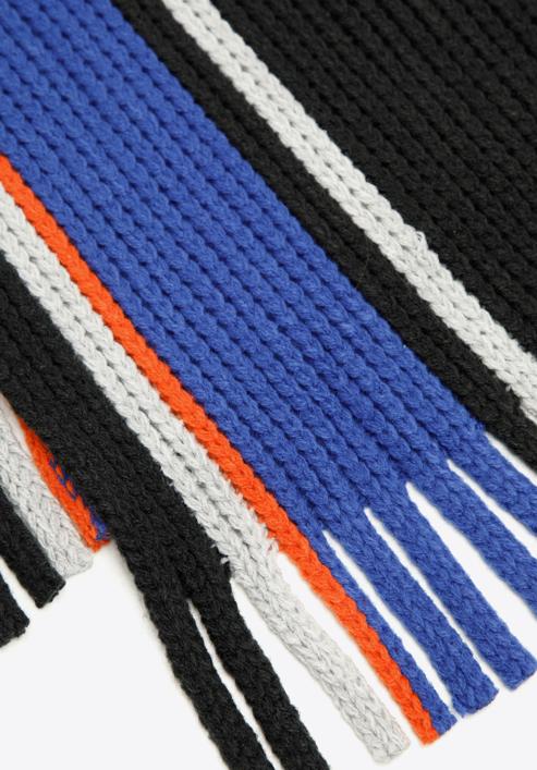 Men's striped scarf, black-blue, 98-7M-X03-X1, Photo 3