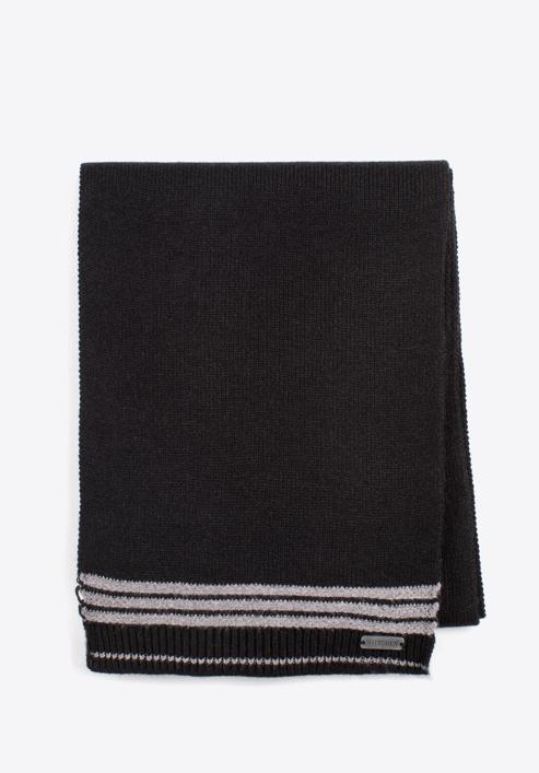 Men's striped scarf, black-grey, 97-7F-012-17, Photo 1