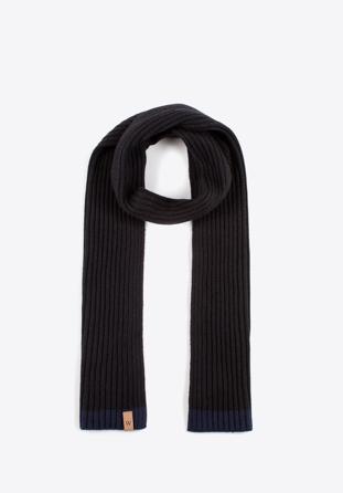 Men's winter scarf, black-navy blue, 97-7F-010-17, Photo 1