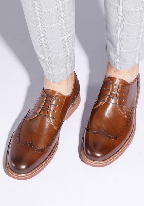 Men's leather brogue shoes, brown, 95-M-508-5-43, Photo 15