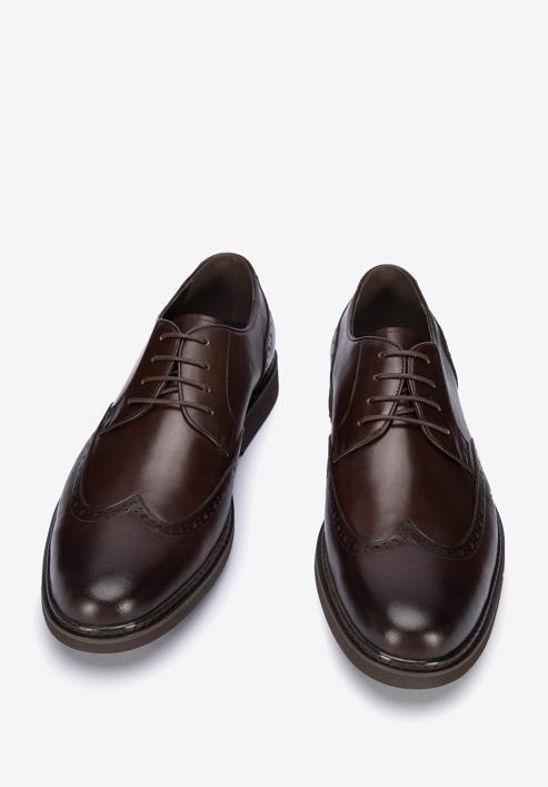 Men's leather brogue shoes, dark brown, 95-M-508-5-43, Photo 2