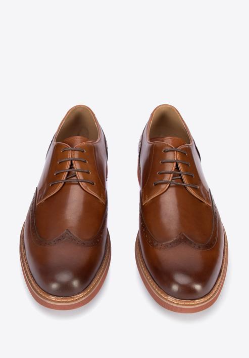 Men's leather brogue shoes, brown, 95-M-508-4-44, Photo 3