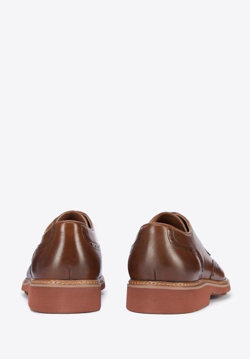 Men's leather brogue shoes, brown, 95-M-508-4-43, Photo 4