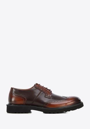Men's brogue Derby shoes, dark brown - light brown, 96-M-700-45-43, Photo 1