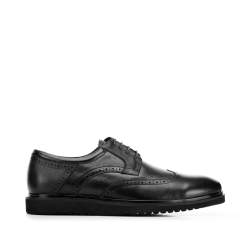 Men's leather brogues with modern sole, black, 94-M-510-1-44, Photo 1