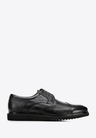 Men's leather brogues with modern sole, black, 94-M-510-1-42, Photo 1
