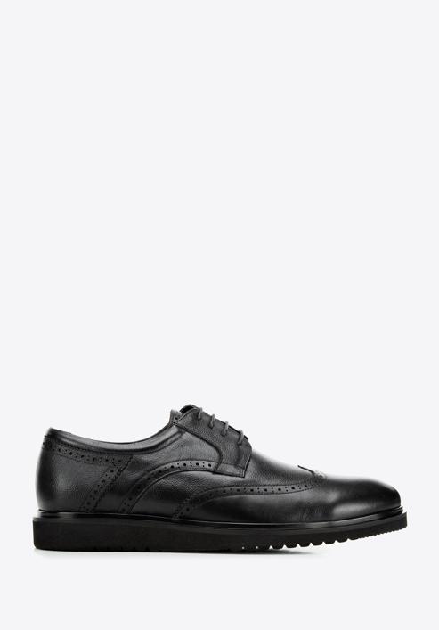 Men's leather brogues with modern sole, black, 94-M-510-N-40, Photo 1