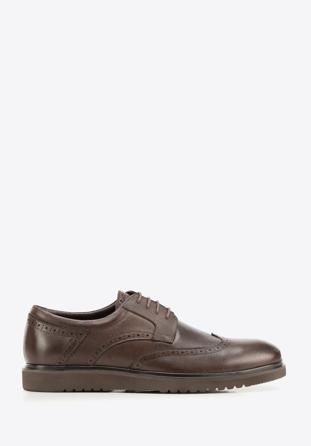 Men's leather brogues with modern sole, brown, 94-M-510-4-41, Photo 1