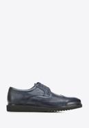 Men's leather brogues with modern sole, navy blue, 94-M-510-N-42, Photo 1