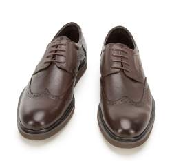 Men's leather brogues with modern sole, brown, 94-M-510-4-44, Photo 1