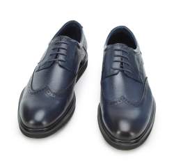 Men's leather brogues with modern sole, navy blue, 94-M-510-N-39, Photo 1