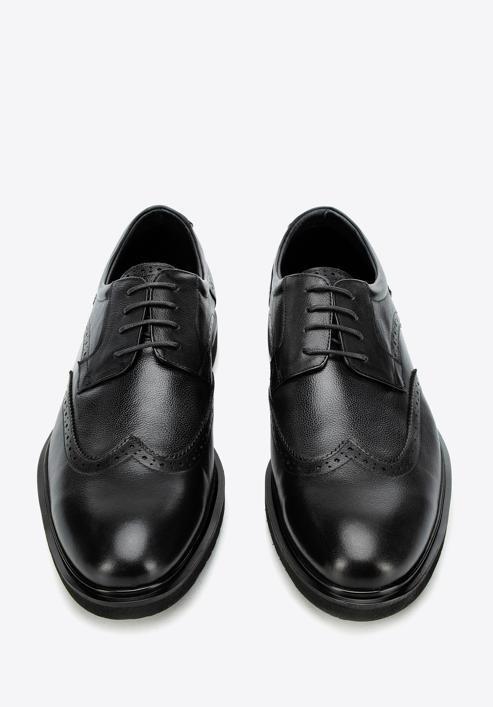 Men's leather brogues with modern sole, black, 94-M-510-N-43, Photo 3