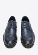 Men's leather brogues with modern sole, navy blue, 94-M-510-N-40, Photo 3