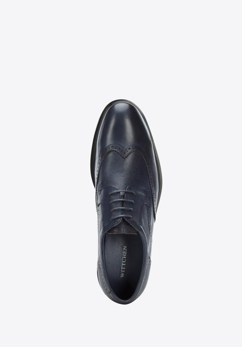 Men's leather brogues with modern sole, navy blue, 94-M-510-N-42, Photo 4