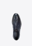 Men's leather brogues with modern sole, navy blue, 94-M-510-N-40, Photo 4