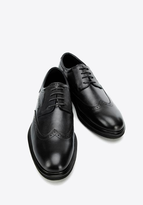 Men's leather brogues with modern sole, black, 94-M-510-N-40, Photo 7