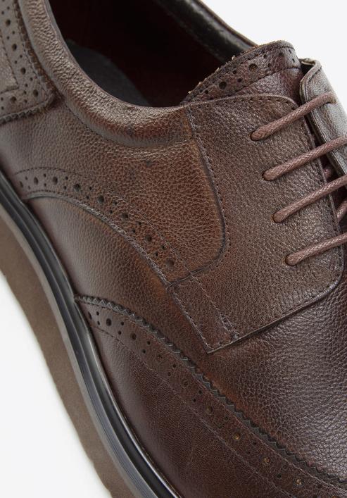 Men's leather brogues with modern sole, brown, 94-M-510-N-42, Photo 7