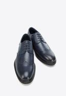 Men's leather brogues with modern sole, navy blue, 94-M-510-N-39, Photo 7