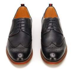 Men's leather brogues with red stripe, navy blue, 92-M-920-7-39, Photo 1