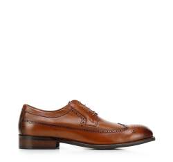 Men's leather brogue shoes, brown, 94-M-511-4E-45, Photo 1