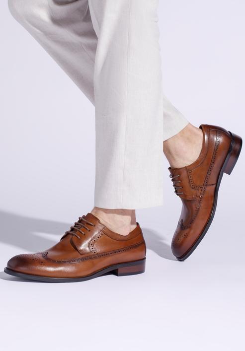 Men's leather brogue shoes, brown, 94-M-511-1E-41, Photo 15