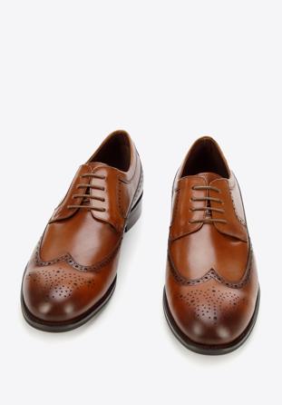 Men's leather brogue shoes, brown, 94-M-511-4E-44, Photo 1