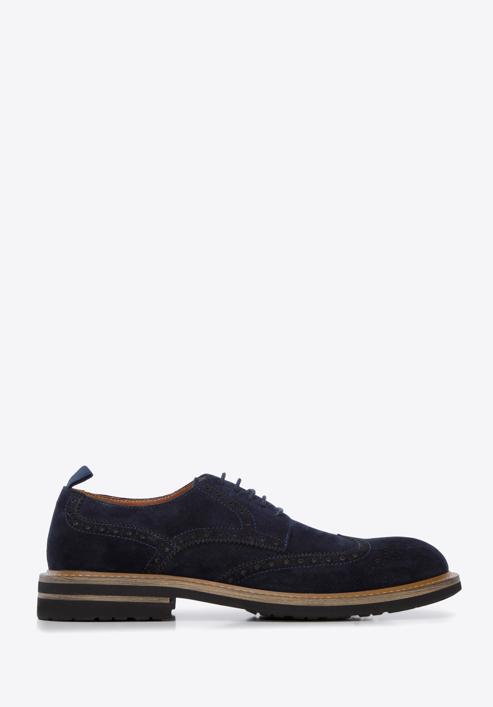 Men's suede brogue shoes, navy blue, 96-M-703-4-41, Photo 1