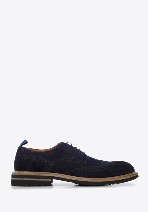 Men's suede brogue shoes, navy blue, 96-M-703-5-42, Photo 1