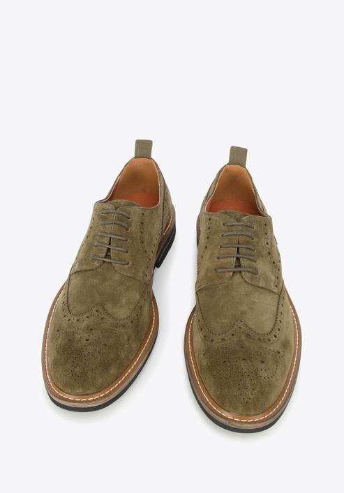 Men's suede brogue shoes, green, 96-M-703-4-44, Photo 3