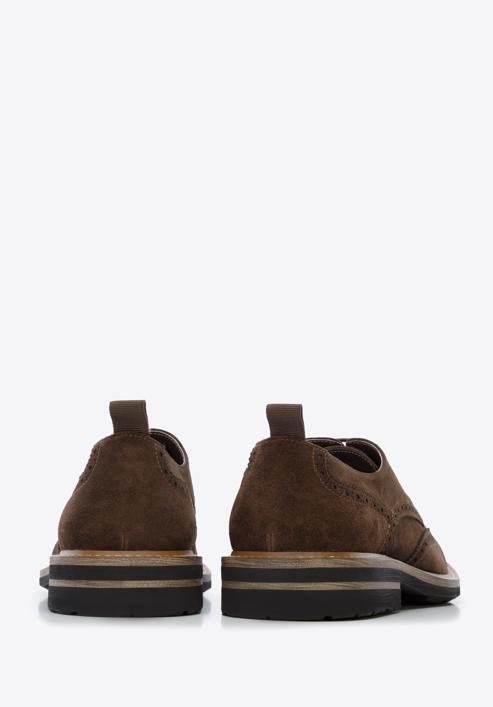Men's suede brogue shoes, dark brown, 96-M-703-5-44, Photo 4