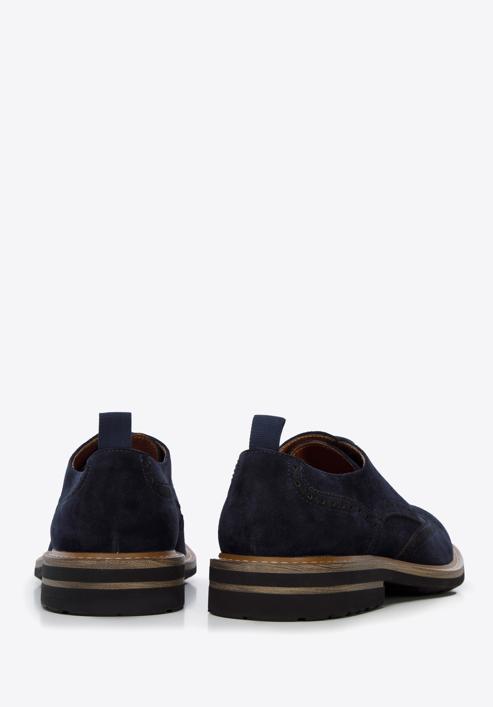 Men's suede brogue shoes, navy blue, 96-M-703-5-44, Photo 4