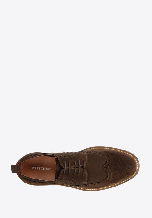 Men's suede brogue shoes, dark brown, 96-M-703-5-44, Photo 5