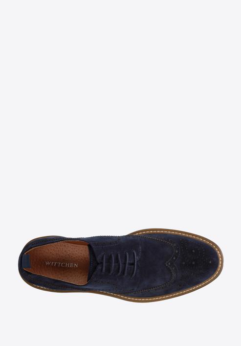 Men's suede brogue shoes, navy blue, 96-M-703-Z-42, Photo 5