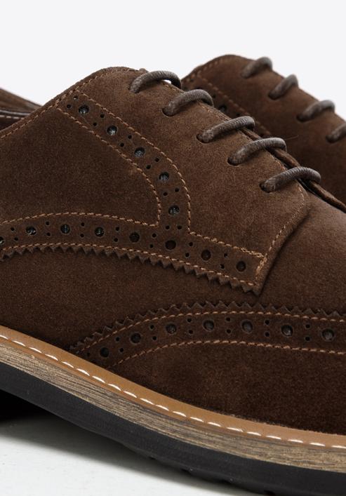 Men's suede brogue shoes, dark brown, 96-M-703-Z-42, Photo 8