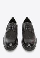 Men's leather and textile brogue shoes, black, 94-M-506-N-41, Photo 3