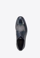 Men's leather and textile brogue shoes, navy blue, 94-M-506-N-42, Photo 4