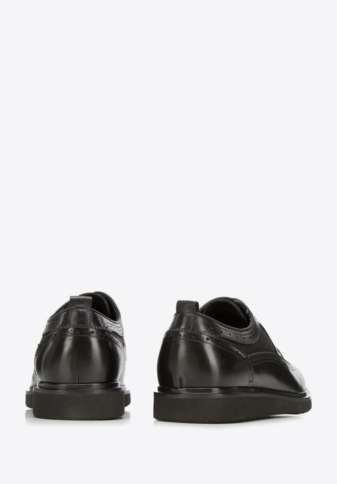 Men's leather and textile brogue shoes, black, 94-M-506-N-41, Photo 5