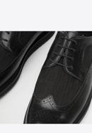 Men's leather and textile brogue shoes, black, 94-M-506-N-41, Photo 7