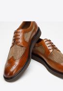 Men's leather and textile brogue shoes, brown, 94-M-506-N-41, Photo 7