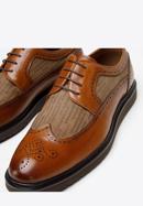 Men's leather and textile brogue shoes, brown, 94-M-506-1-41, Photo 8